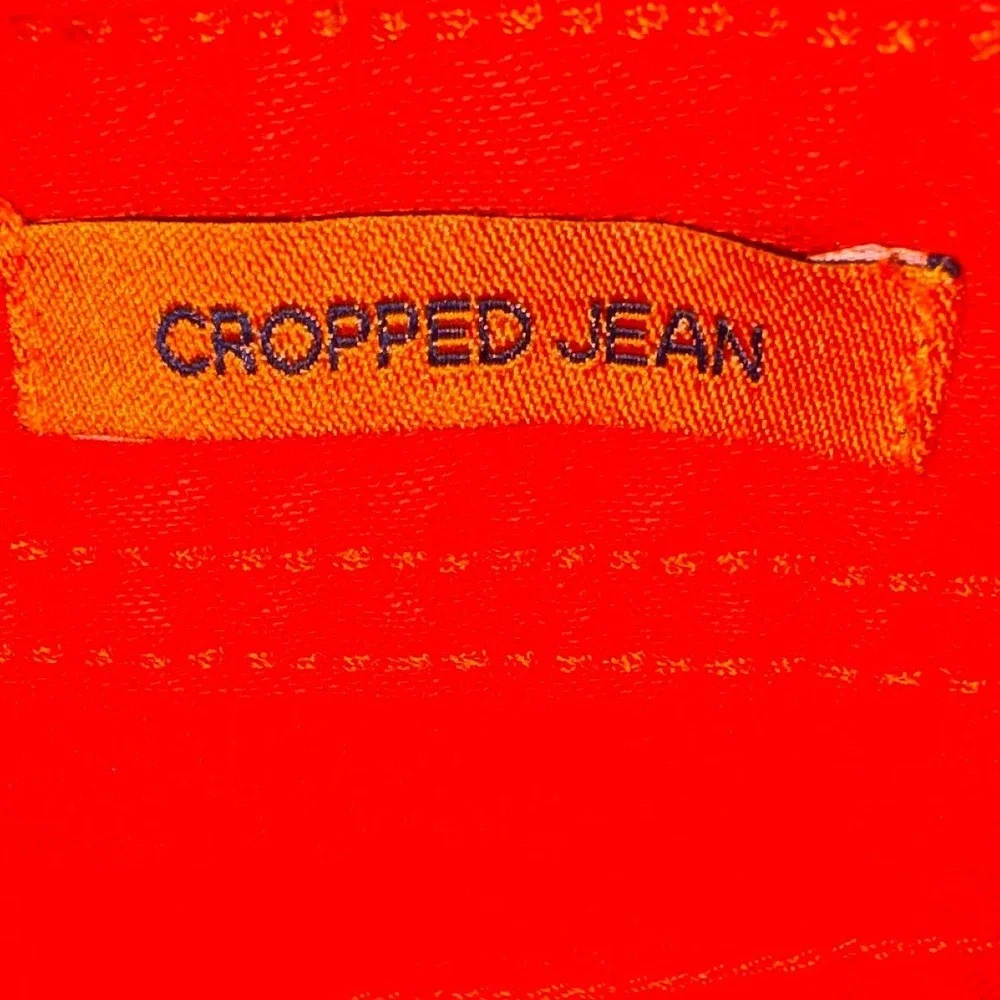 Tory Burch Jeans Womens 28 Cropped Bright Orange Logo Embroidered Back Pockets